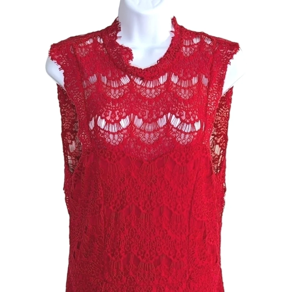 Free People Daydream Cherry Red Lace Dress Size L
